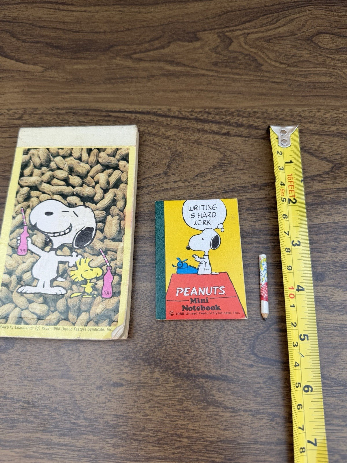 Vintage Snoopy Peanuts Lot Rubber Figure Notepads Ornaments Pencil Pen Set 1965