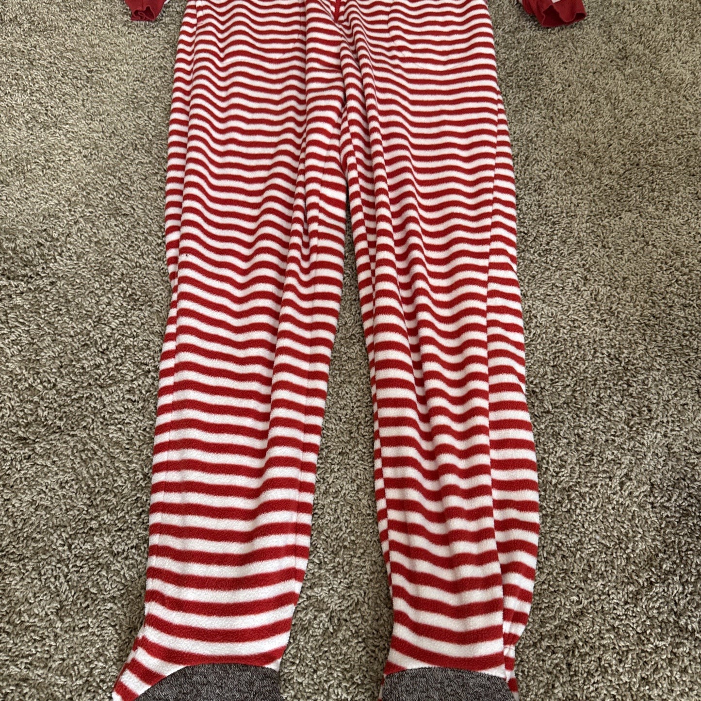 Nick and Nora Sock Monkey Pajamas Red White Striped One Piece Womens Size Small