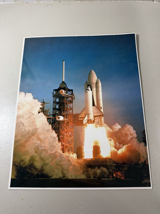 Vintage 1981 NASA Space Shuttle Columbia STS-1 Launch Photo Print Florida Space