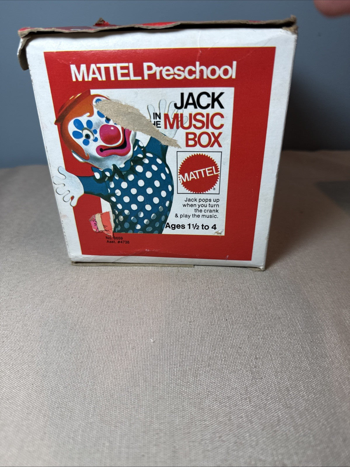 Vintage Rare In Box 1972 Mattel Jack In The Music Box WORKS Nose Wear