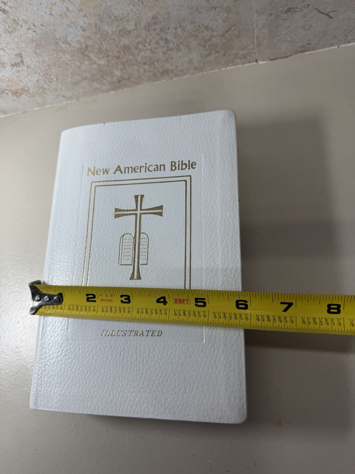 Vintage 1970 St Joseph Medium Size New American Bible White Gold Trim Catholic