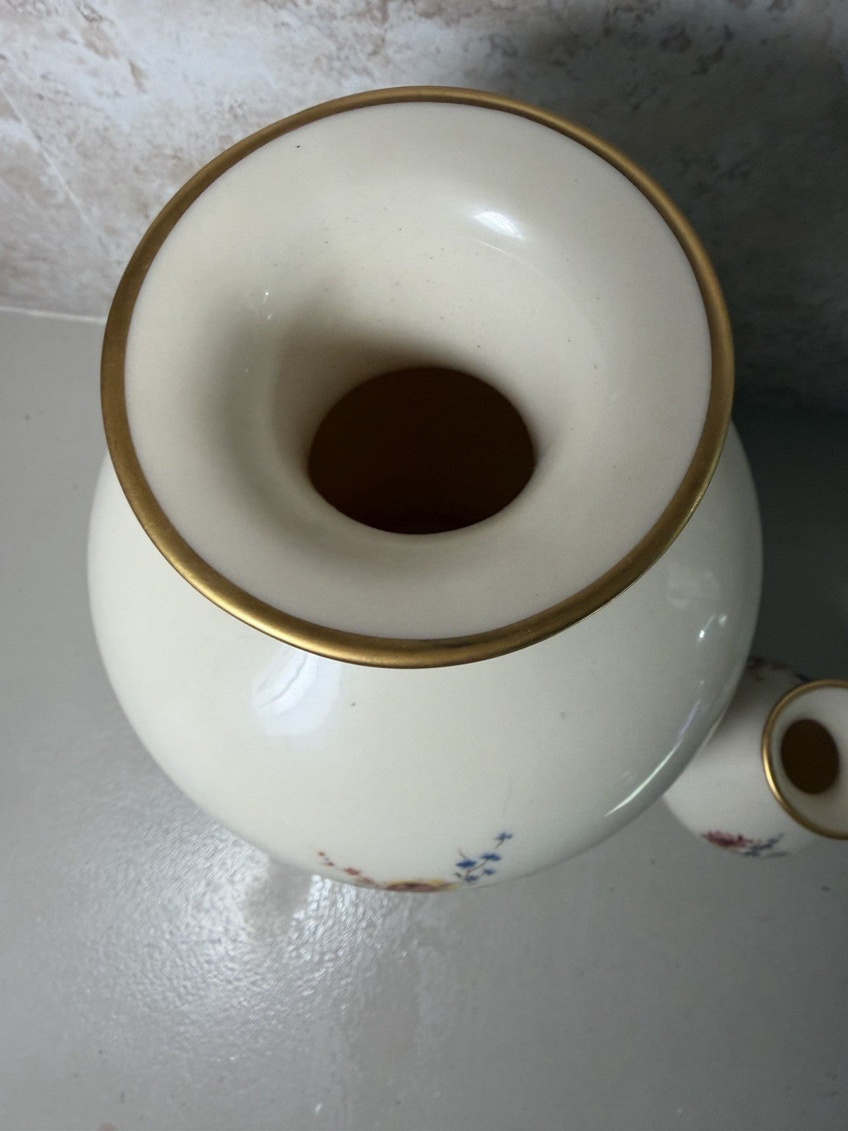 Vintage Lenox Queen's Garden Vase Set Large 10” & Bud Vase 3.5” Floral Gold Trim