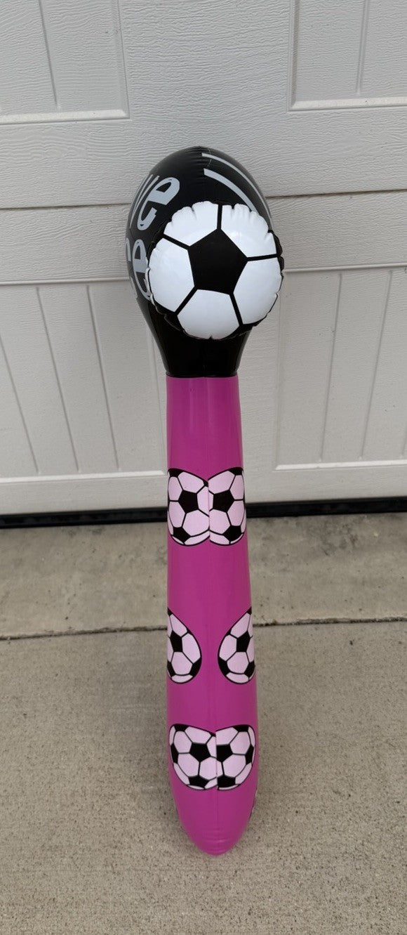 Inflatable Pink Soccer Hammer Squeaker Blow Up Toy 33" Novelty Party Favor