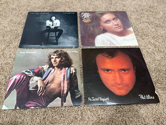 Vintage Vinyl LP Lot 4 Phil Collins Olivia Newton John Peter Frampton Pop Rock