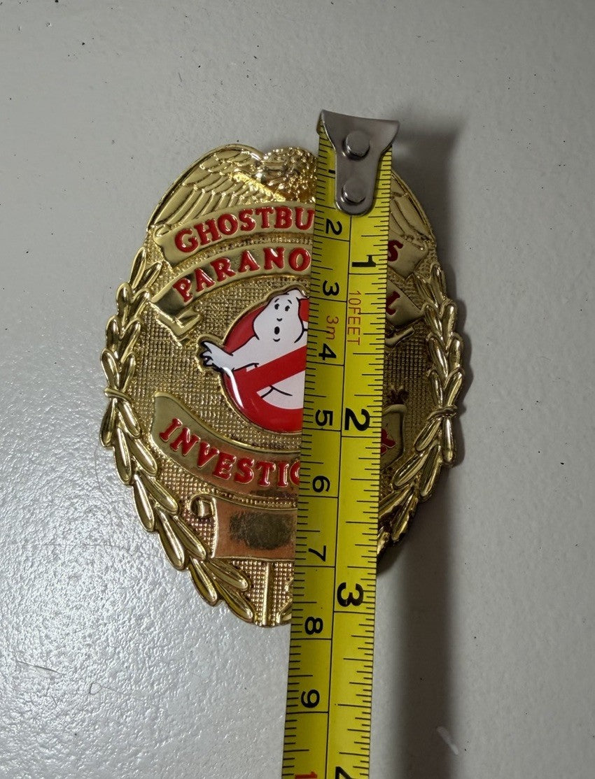 Ghostbusters Paranormal Investigator Gold Badge Pin Costume Prop Cosplay
