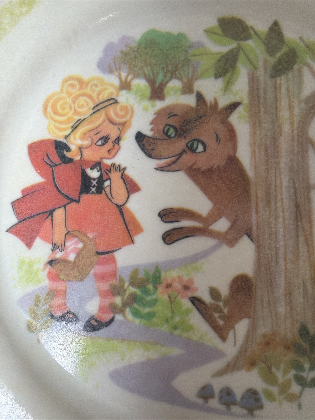 Vintage Little Red Riding Hood Wolf Oneida Deluxe Child Plate 3119 Melamine