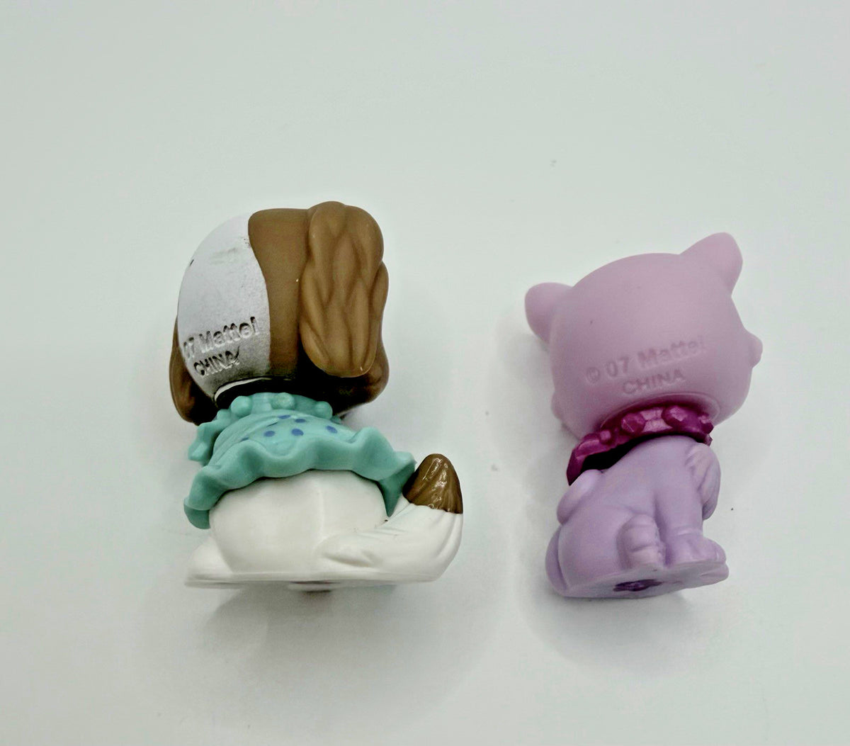 Polly Pocket Doll Figures Lot of 7 Mattel Mini Dolls Pets Dog Cat 3.5" Toys Set