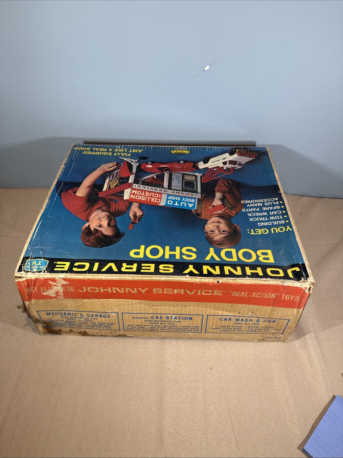 Vintage Topper Toys Johnny Service Gas Station Playset Car with Box Incomplete
