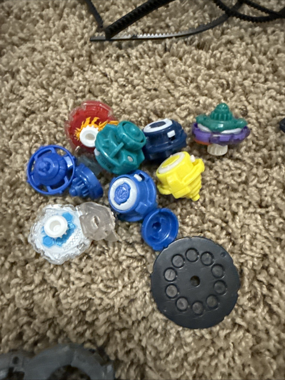 Beyblade Lot 100 Plus Assorted Parts Launchers Stadium Pieces Storage Box