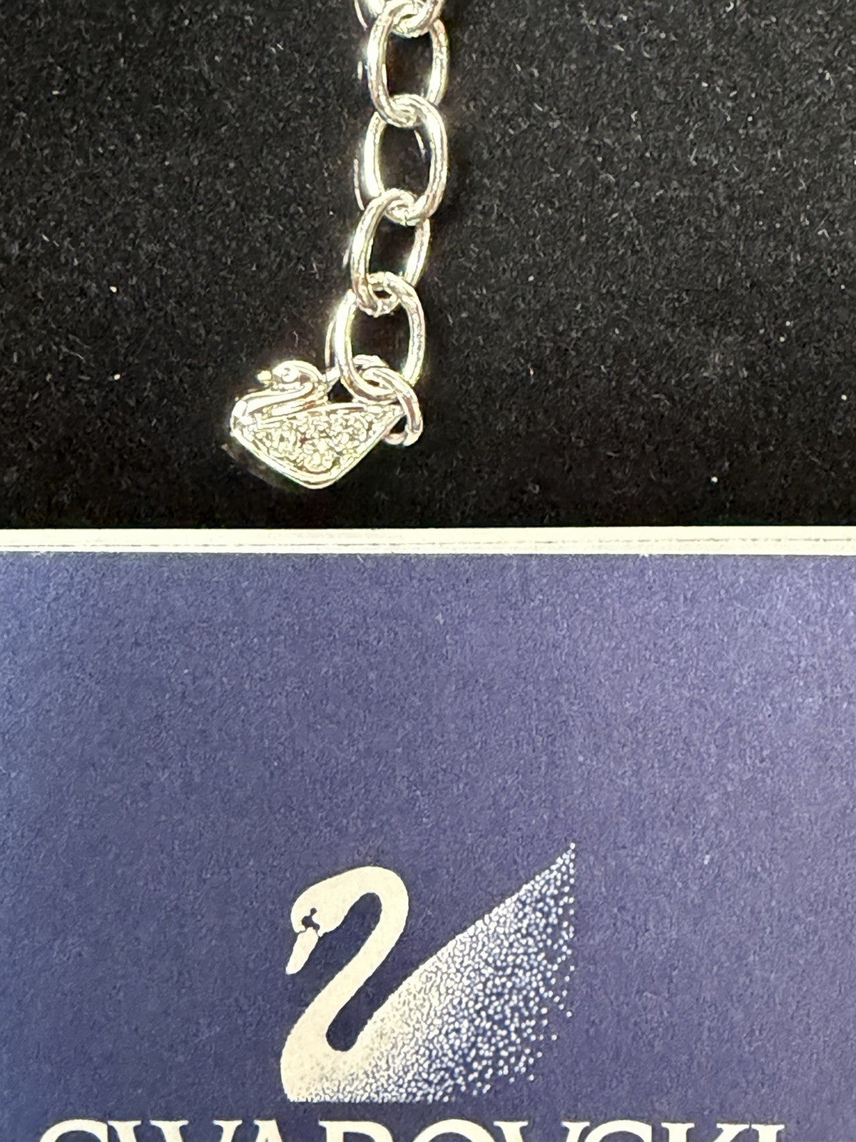 Swarovski Crystal Pendant Necklace Teardrop Silver Tone Chain Certificate Box