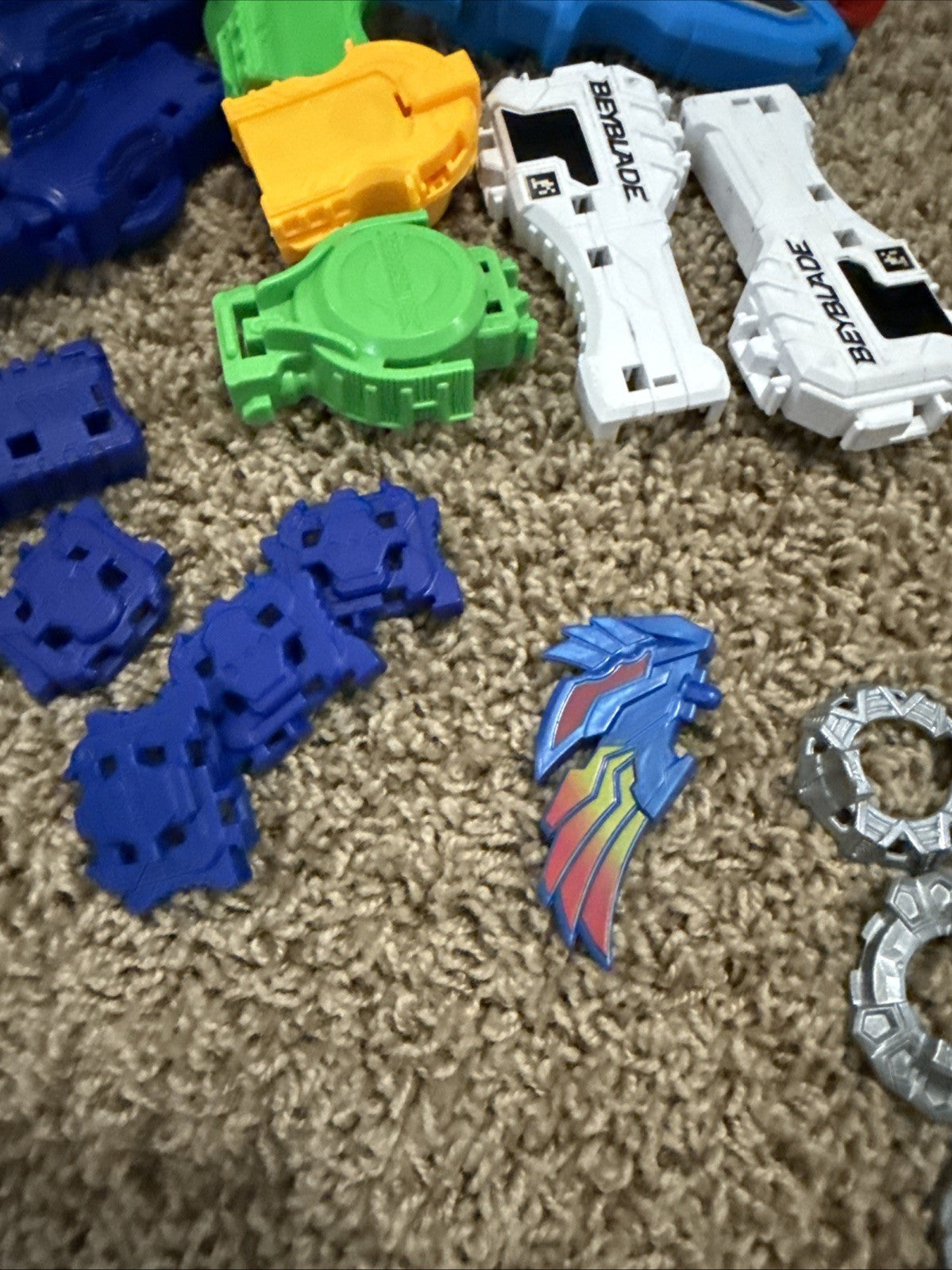 Beyblade Lot 100 Plus Assorted Parts Launchers Stadium Pieces Storage Box