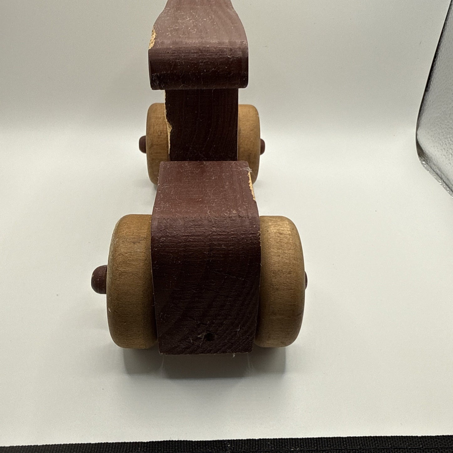 Vintage 1988 Wooden Toy Ice Cream Truck Handcrafted Rolling Wheels 8"