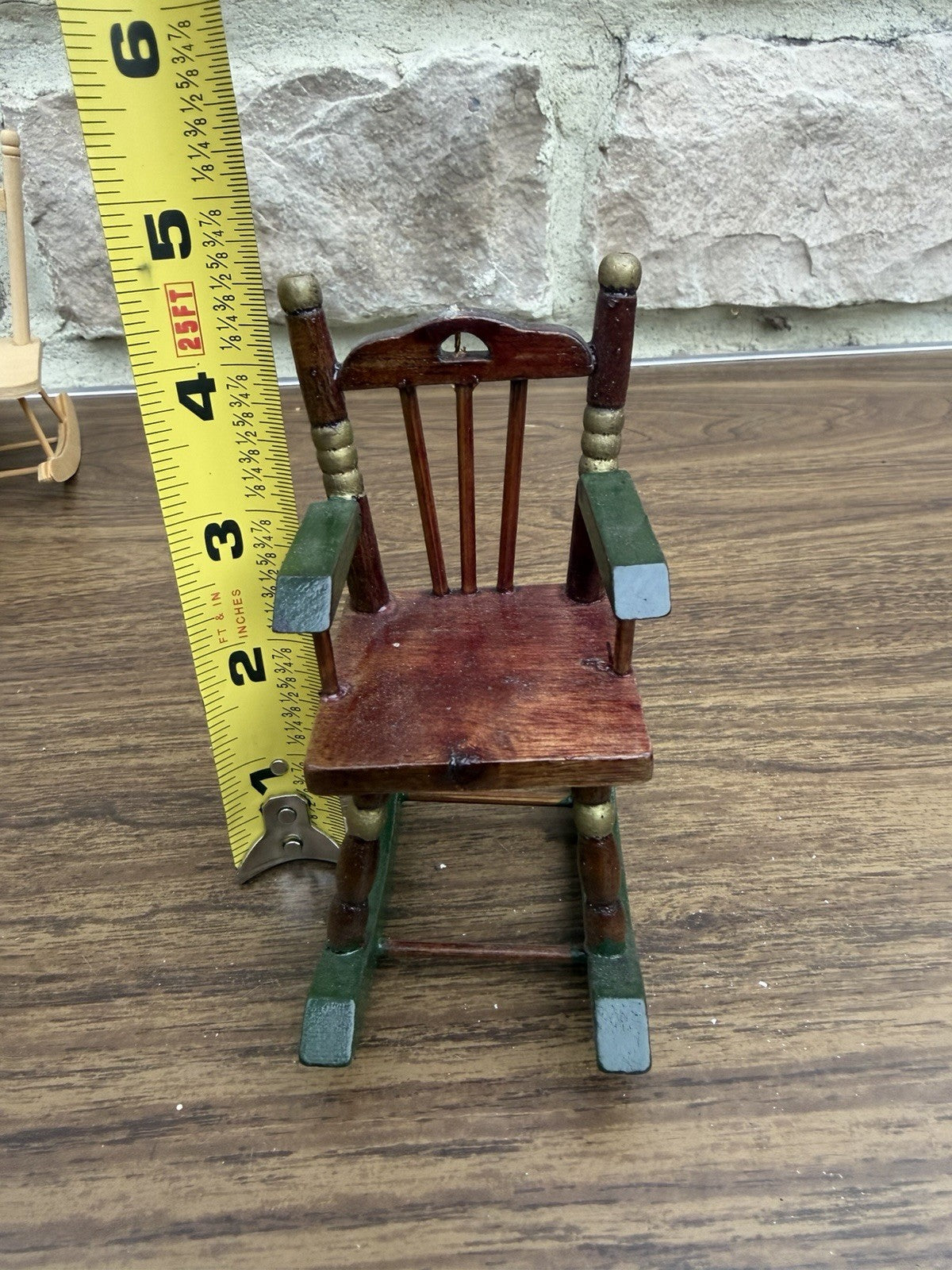 Vintage Dollhouse Rocking Chair Lot 3 Wooden Miniature Furniture 4"