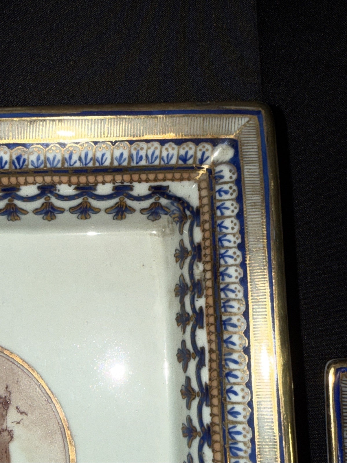 JUMC Vista Alegre Porcelain Set If 2 Hand Painted Square Dishes 7x7, 4x4