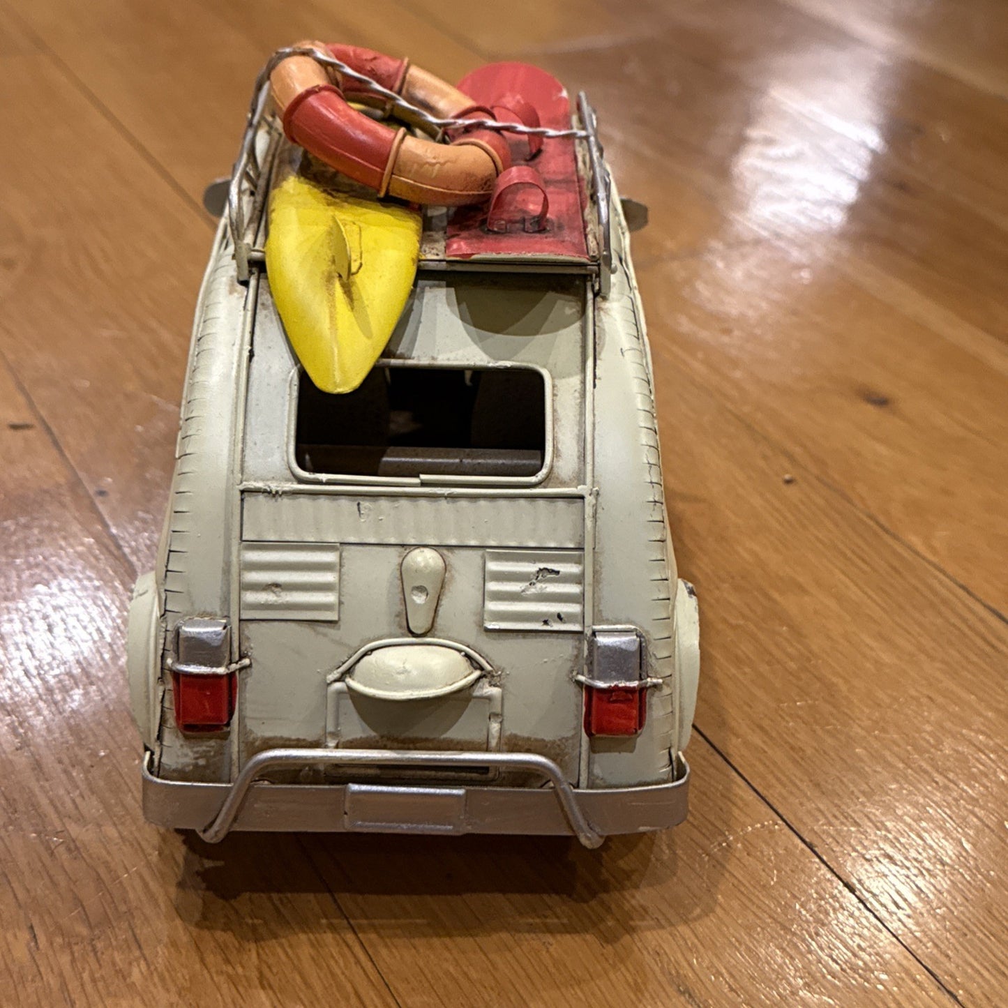 Vintage FIAT Tin Toy Car Travel Surf Snowboard Metal Vehicle - NEW