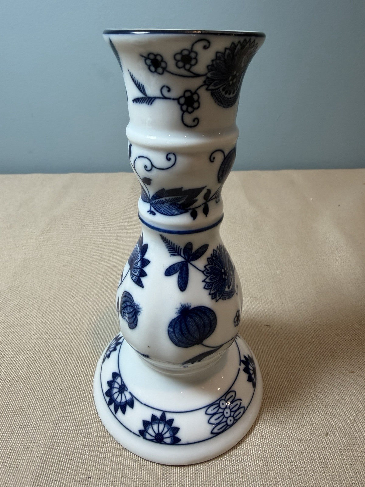 Vienna Woods Blue Onion Fine China Candle Holders Taper Dish Lot 2 Seymour Mann