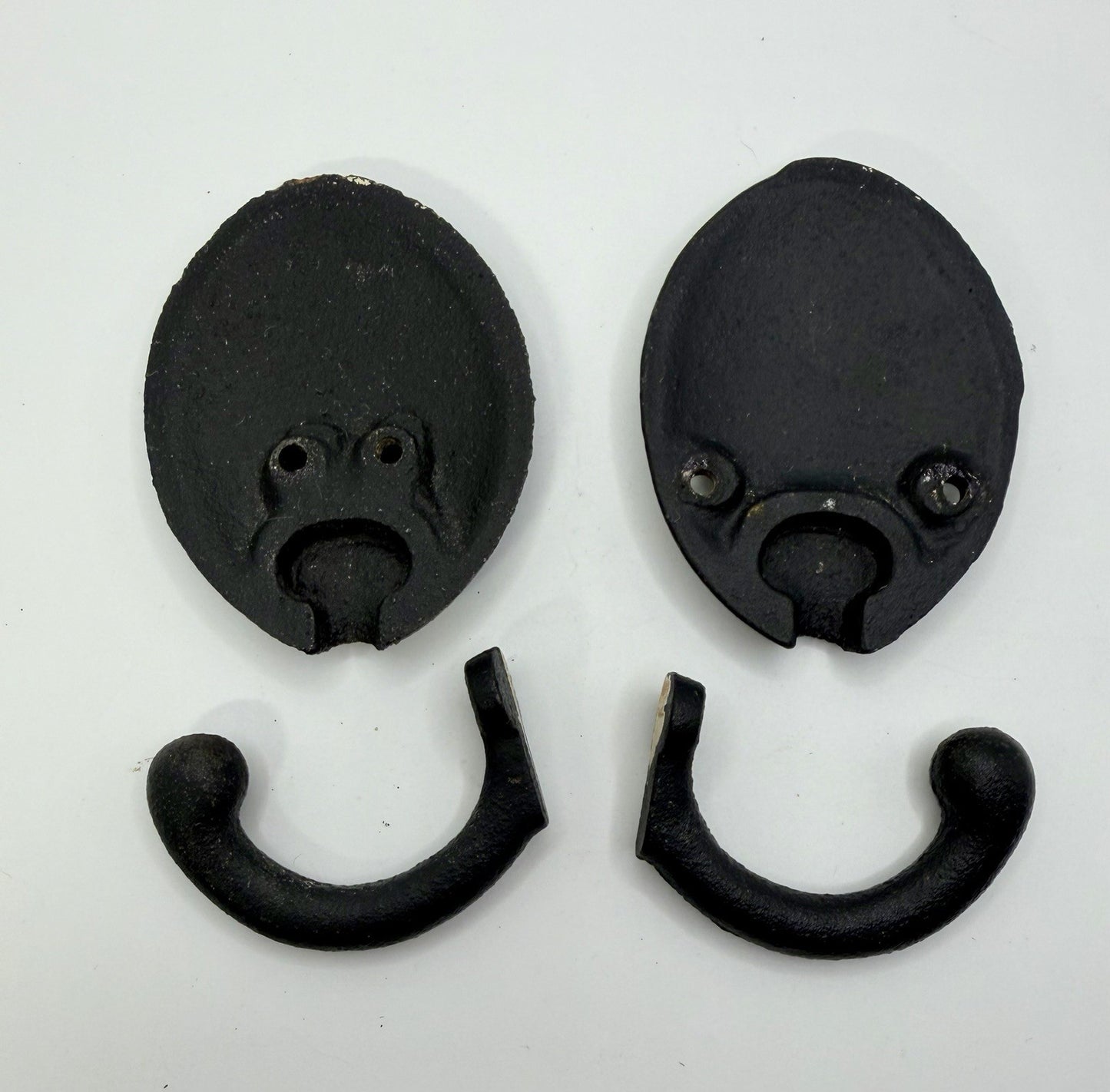 Vintage Cast Iron Black Hand Painted Wall Hooks
