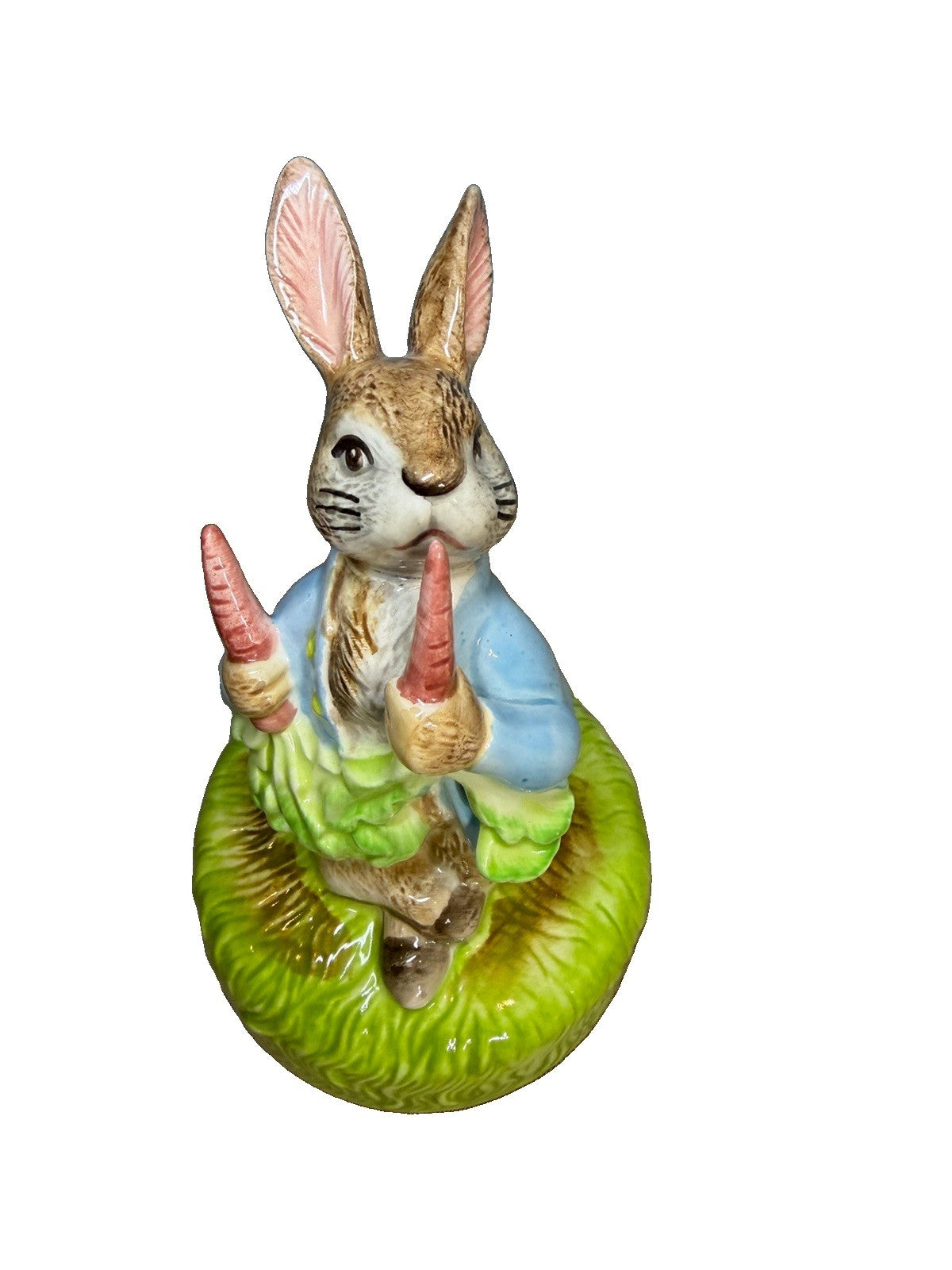 Vintage Schmid Beatrix Potter Peter Rabbit Music Box Ceramic Figurine Japan 1977