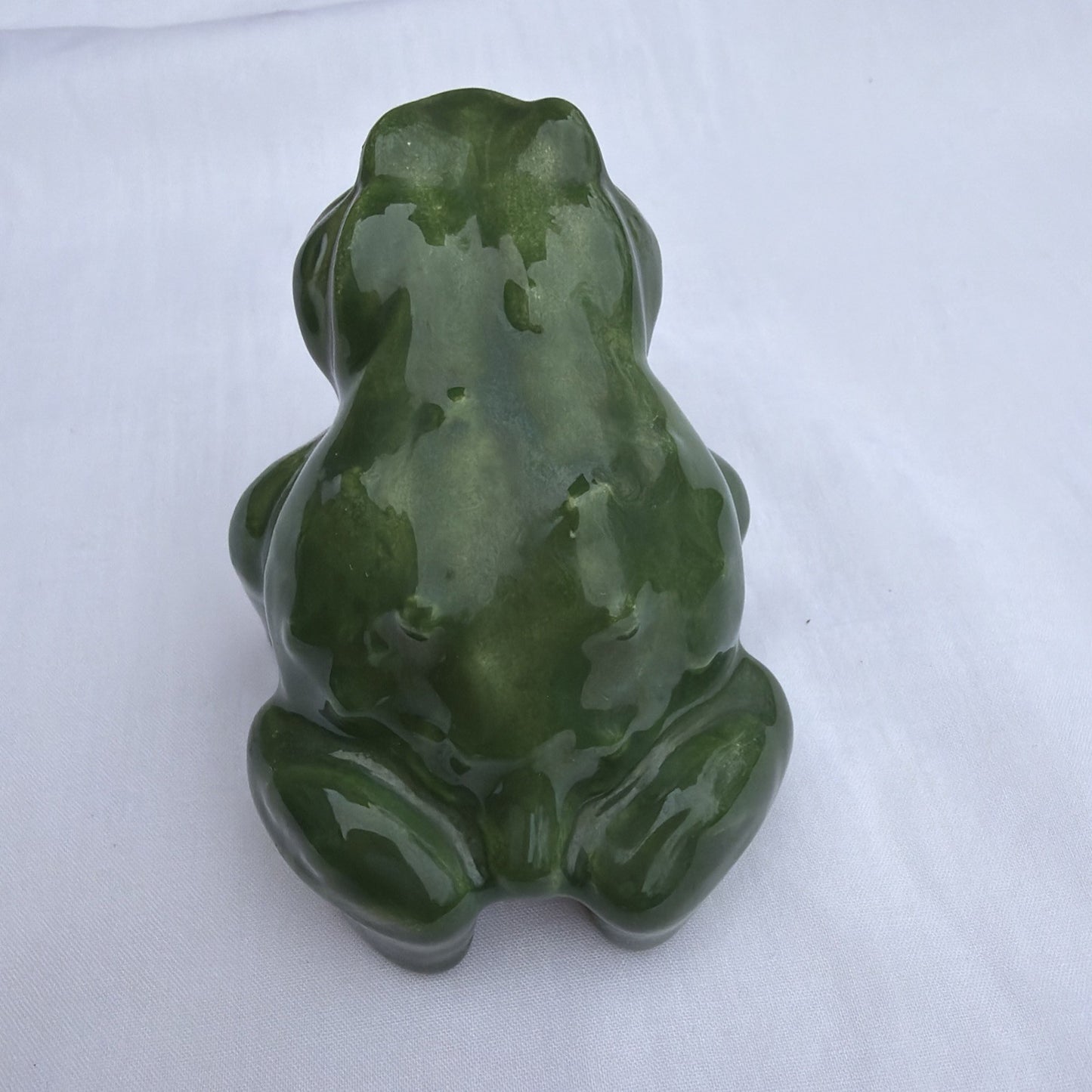 Vintage Angry Frog Ceramic Figurine Yellow Eyes Hand Painted 2.5