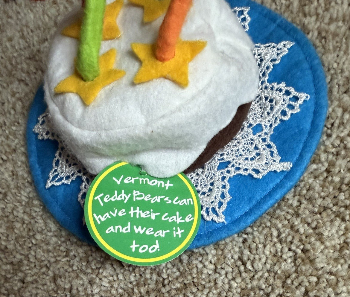 Vintage Vermont Teddy Bear Birthday Cake Hat Accessory Plush Doll Outfit Costume