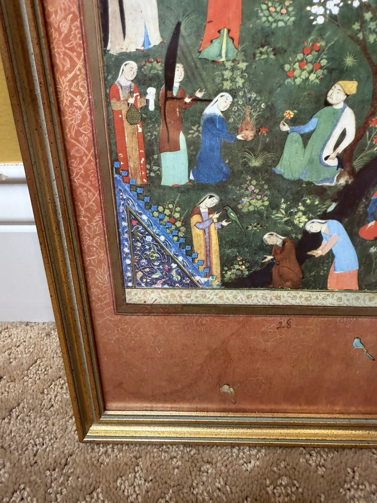 Vintage Muraqqa Gulshan Persian Miniature Art Prints Framed Set 3 Middle Eastern