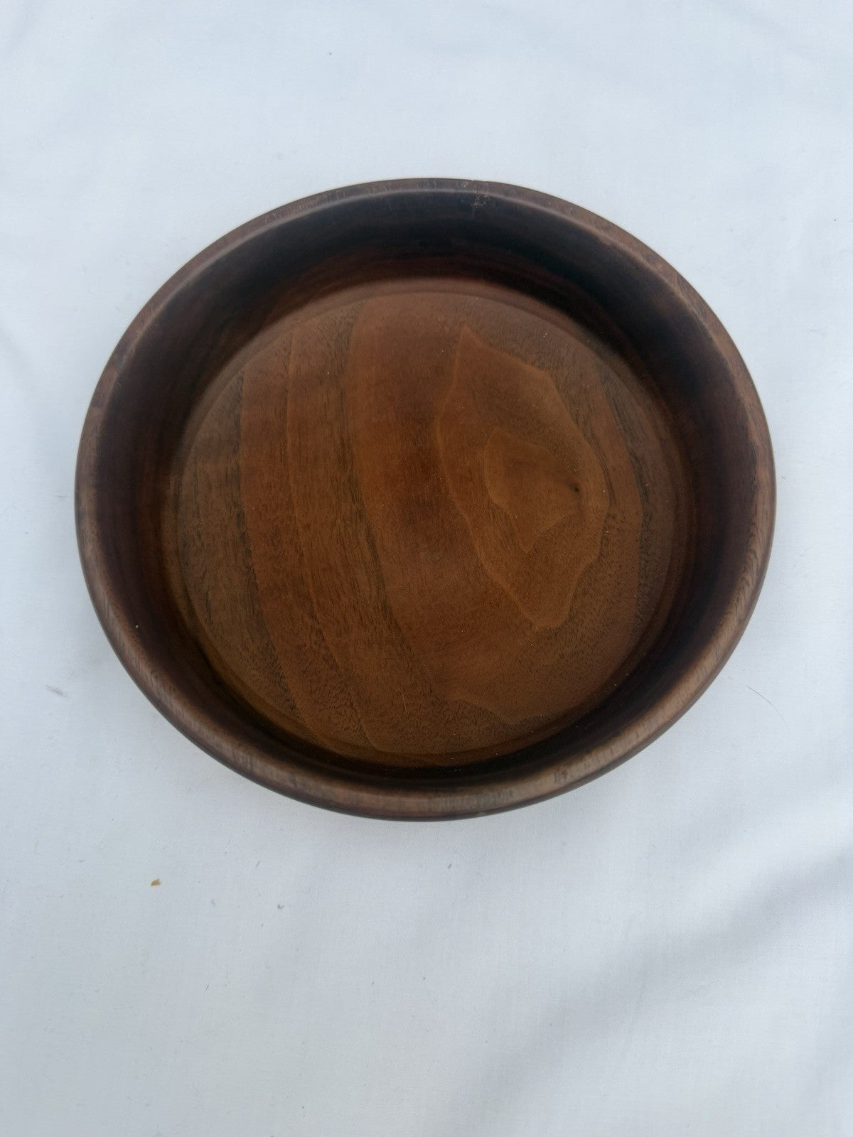 Vintage Signed R Clark Hand Turned Walnut Wood Bowl Mid Century Handmade 7"