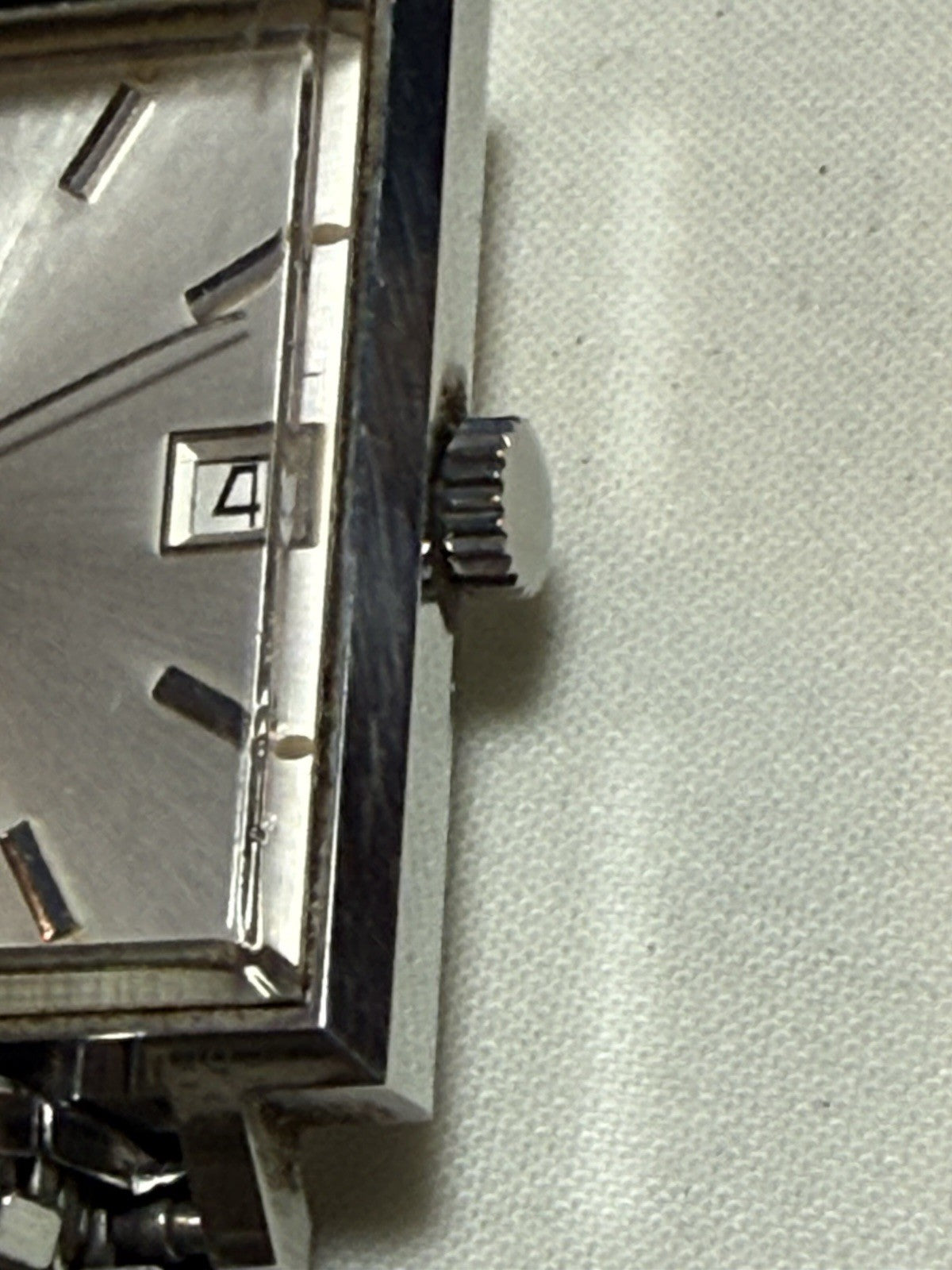 Vintage Bucherer 17 Jewel Square Dress Watch Silver Sunburst Dial Speidel Band