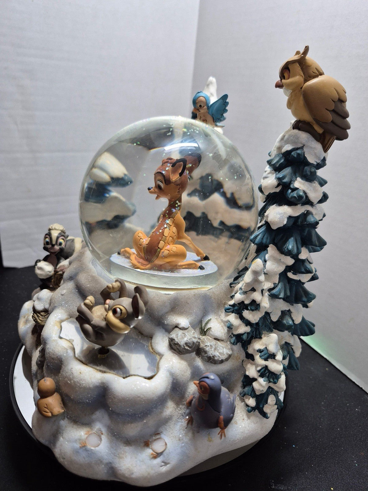 Disney Store Winter Bambi Musical Snow Globe Lighted Exclusive Collectible RARE