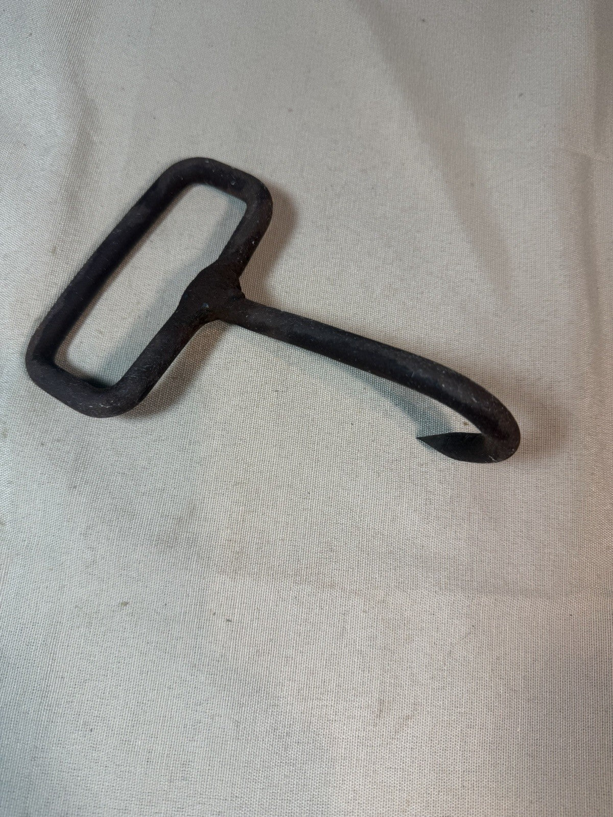 Antique Hand Forged Iron Hay Bale Hook Rustic Farmhouse Tool  7”x4"