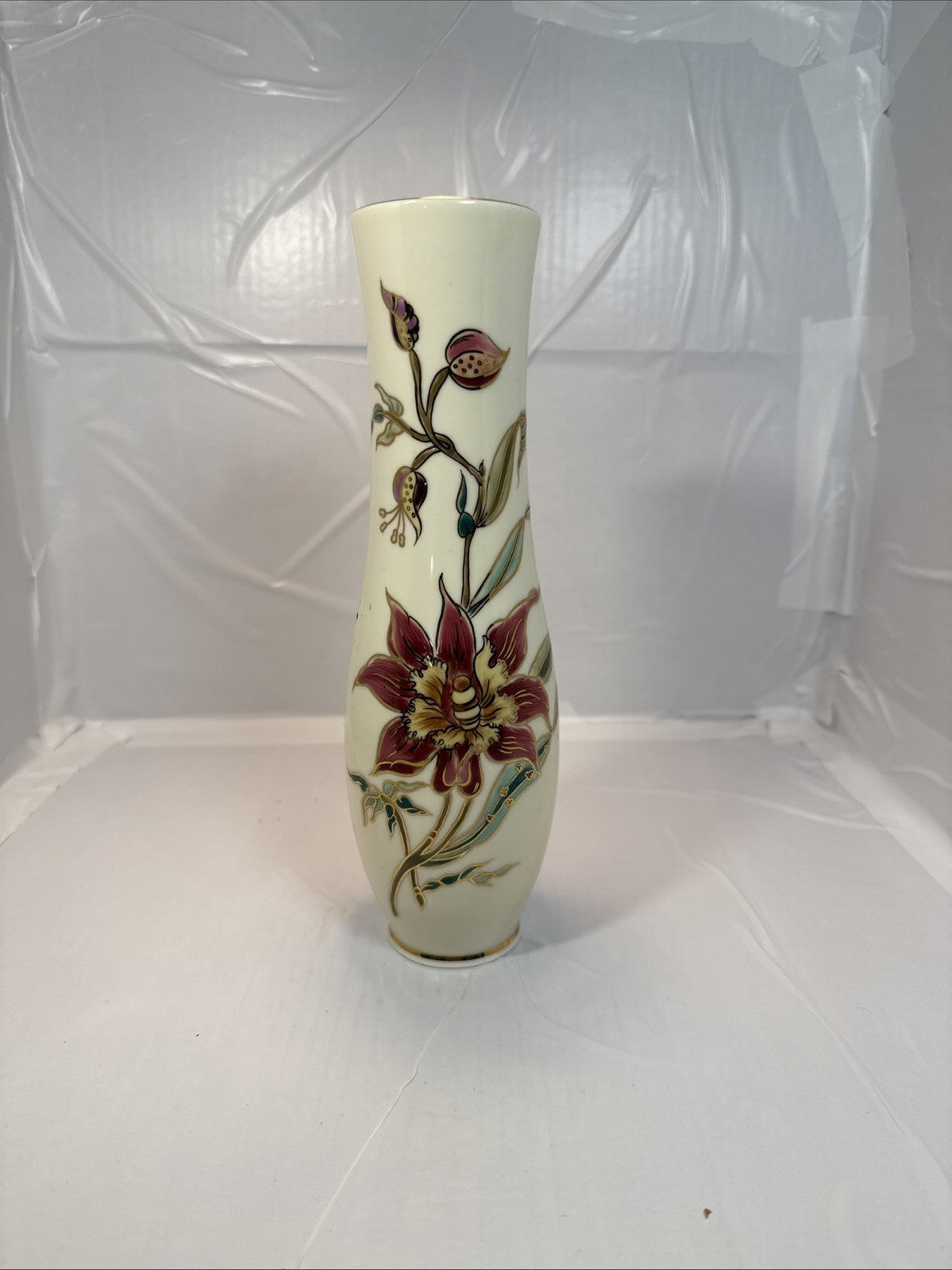 Zsolnay Hungarian Porcelain Orchid Vase 10.75 Inch 9061 008
