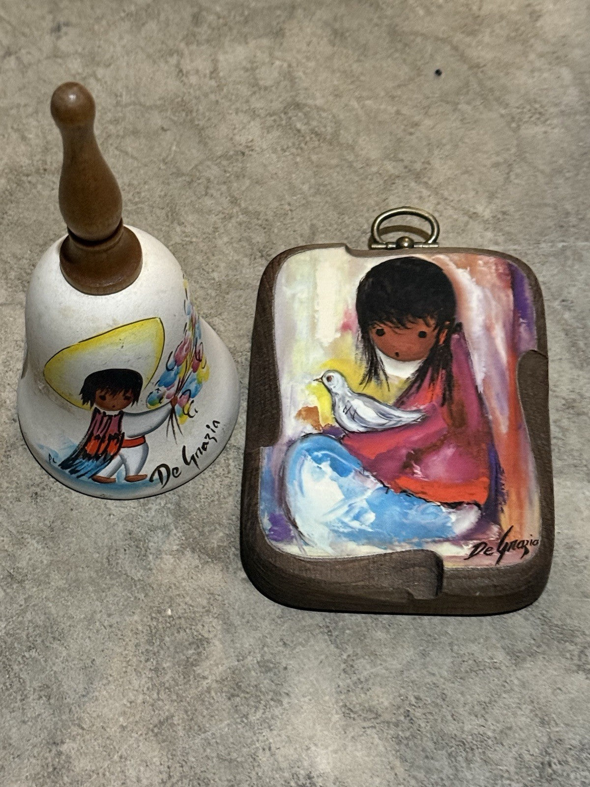 DeGrazia Lot of 2 Artwork Items Southwestern Girl Decor Trinket Dish Plaque