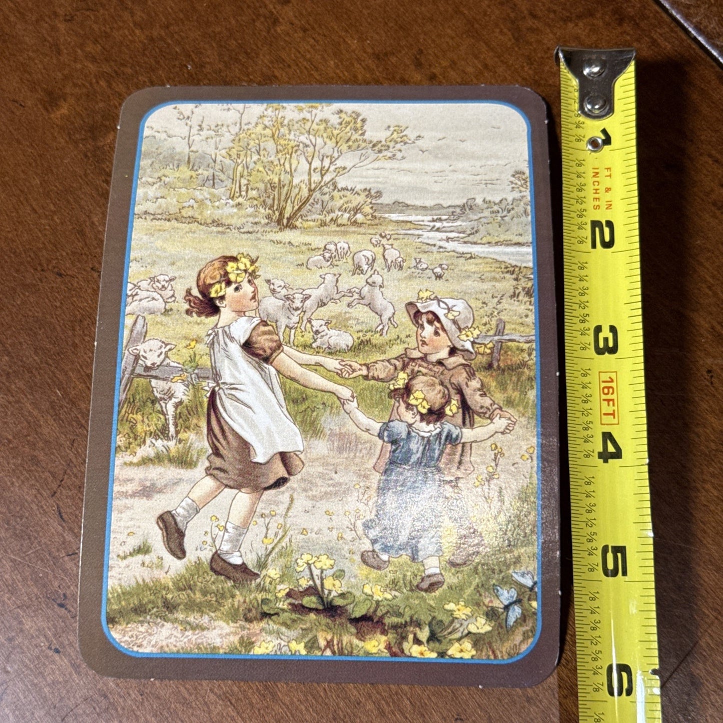 Friendship Postcard, 3 Girls Playing Ring Around the Rosie, unused