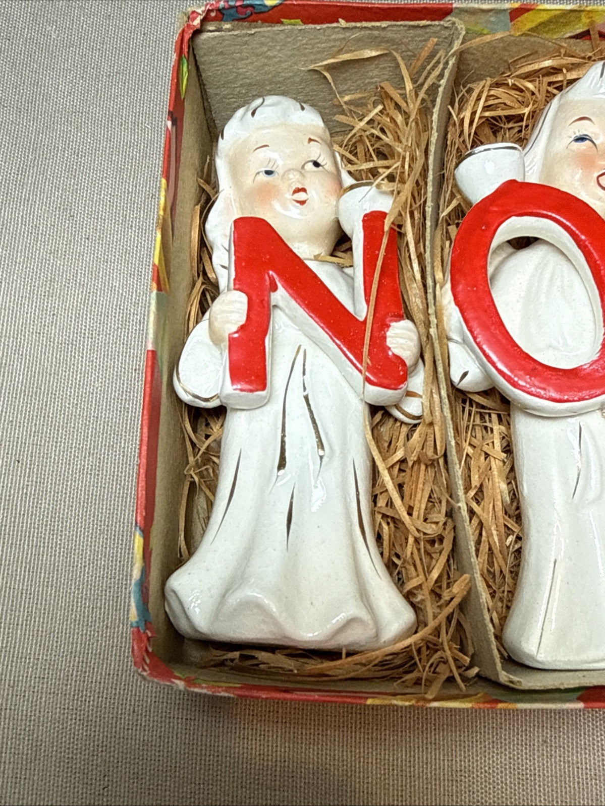 Vintage Noel Choir Angel Candle Holders Commodore Japan Hand Painted Christmas