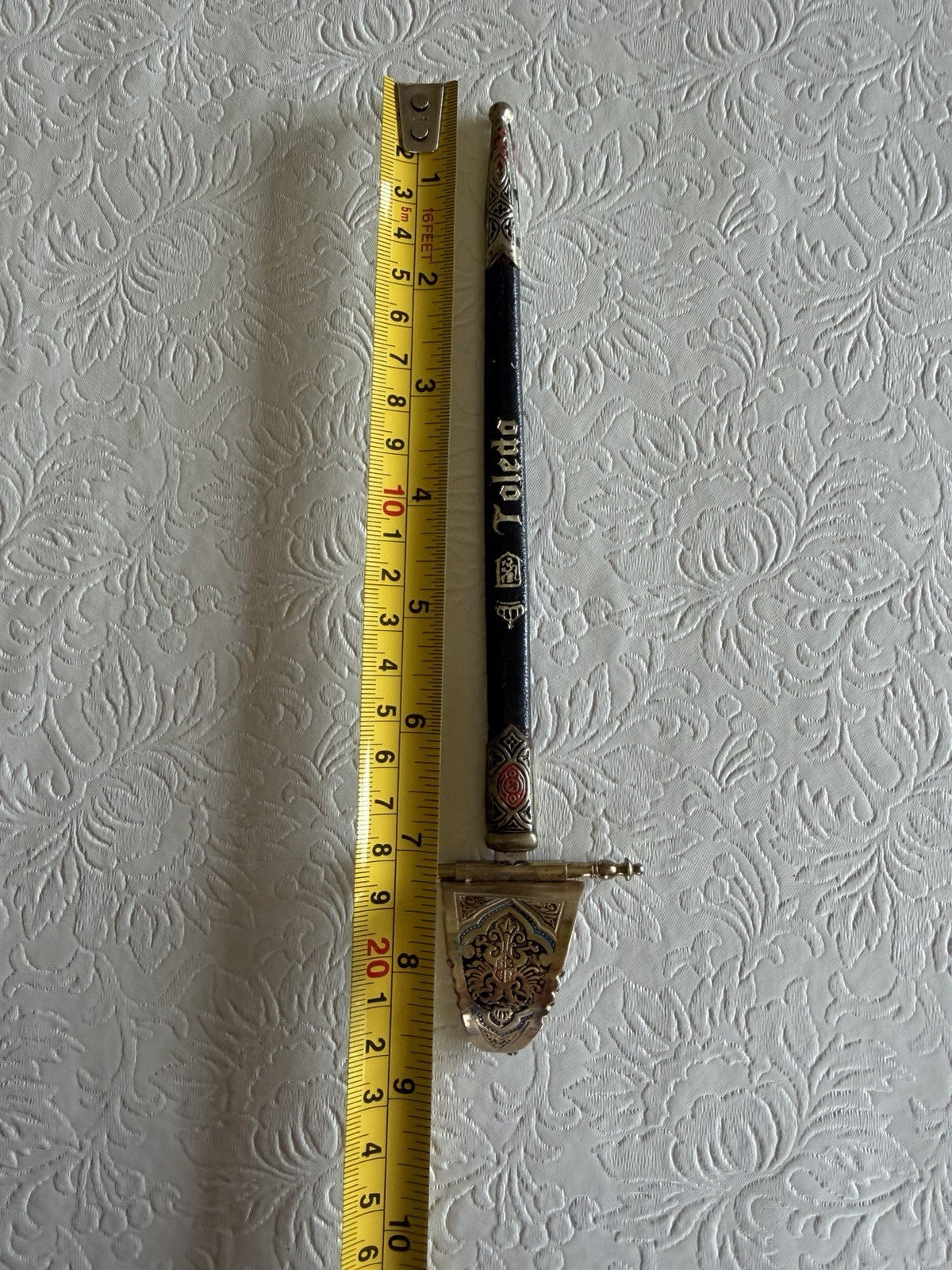 Vintage Spanish Toledo Miniature Sword Letter Opener Scabbard Enamel Spain