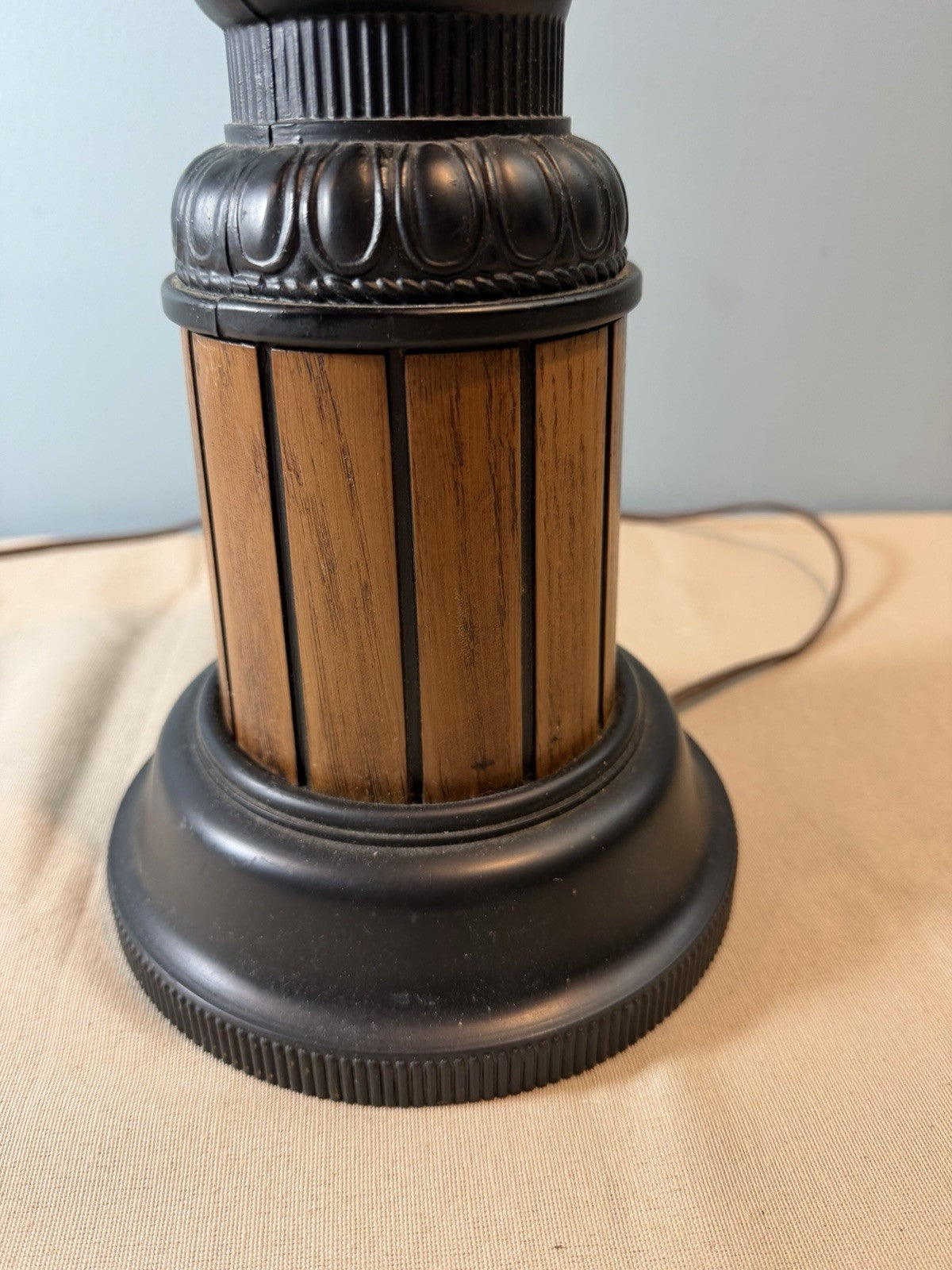 Vintage Horse Head Table Lamp Black Wood Grain Mid Century Figural Equestrian