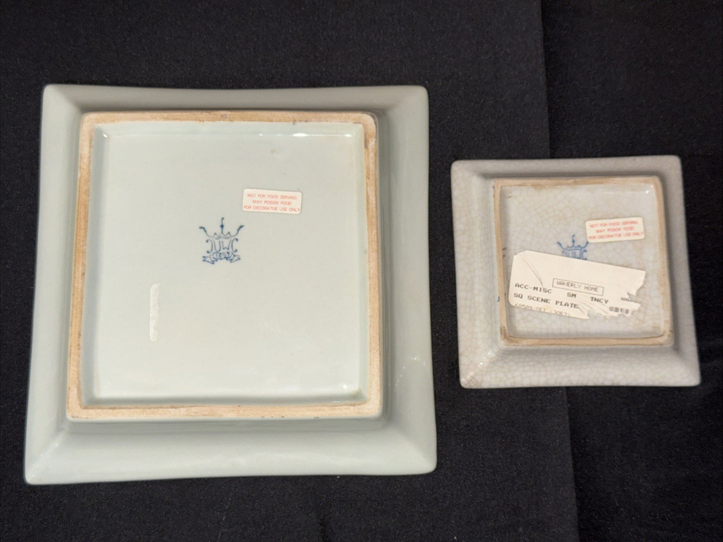 JUMC Vista Alegre Porcelain Set If 2 Hand Painted Square Dishes 7x7, 4x4