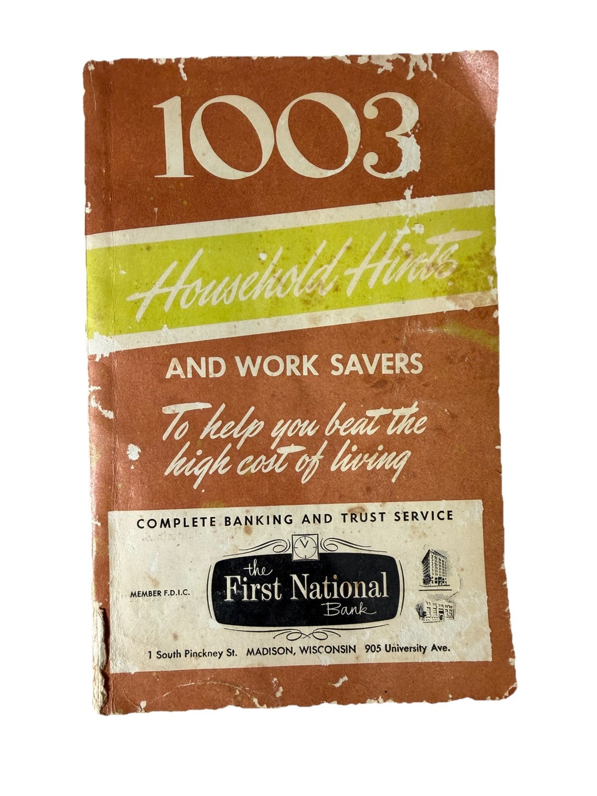 Vintage 1003 Household Hints Work Savers First National Bank Wisconsin