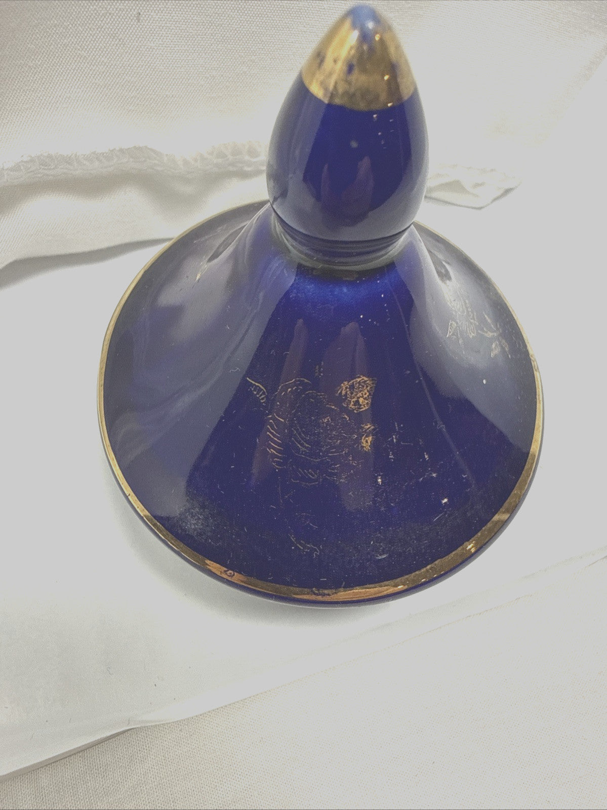 Vintage Hall Blue Ceramic Teapot Gold Trim Floral Mid Century Style