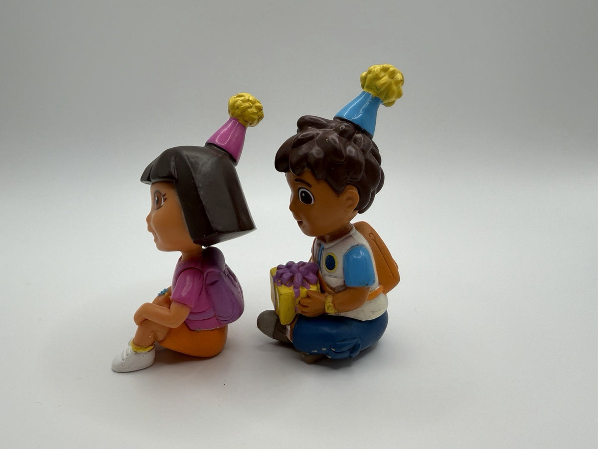 Dora The Explorer Diego Birthday Party Hat Cake Topper Figures PVC Toy Lot of 2