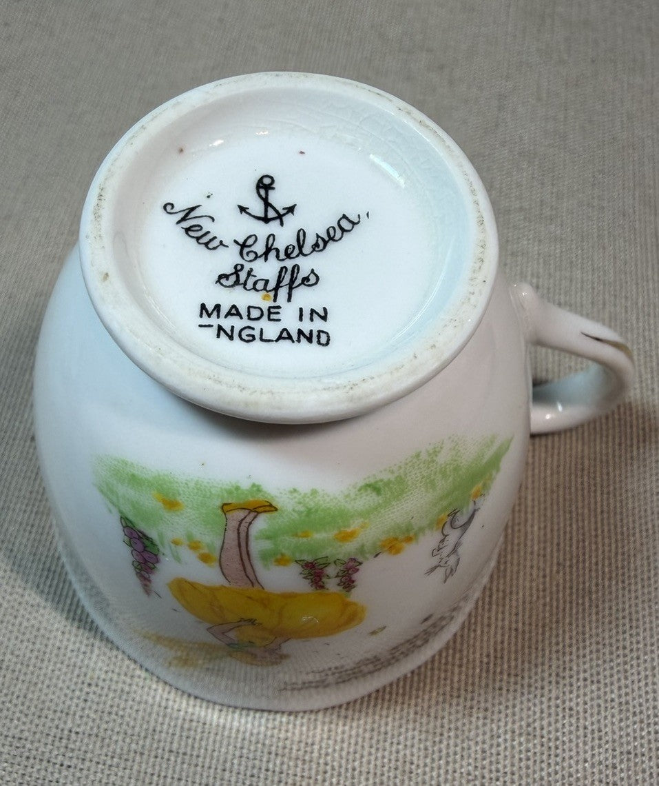 Chelsea Staffs Fairy Teacup Saucer Bone China Floral Tea Set Made in England