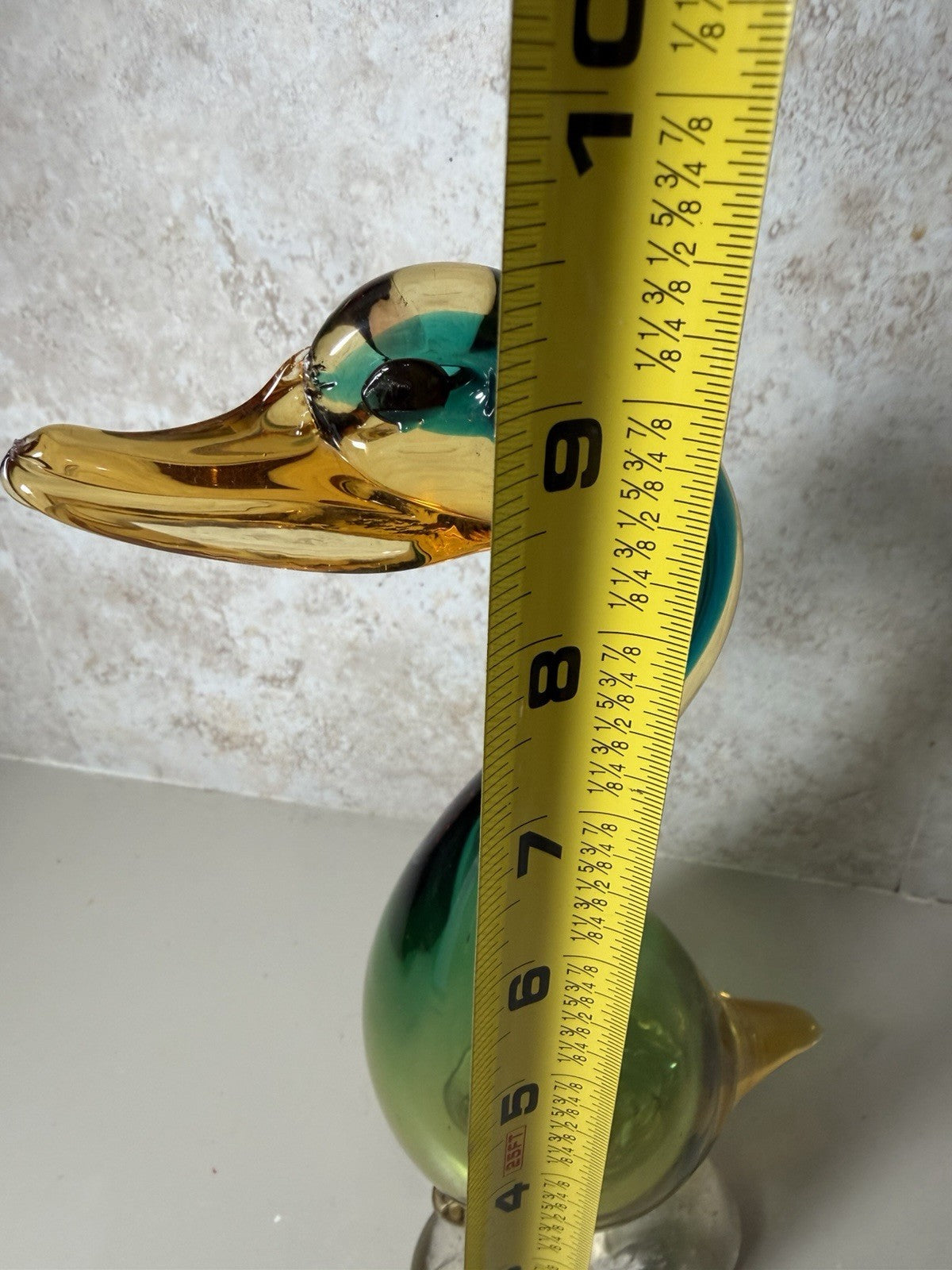 Vintage Murano Style Art Glass Rooster Duck Figurine Set Hand Blown Italy Pair