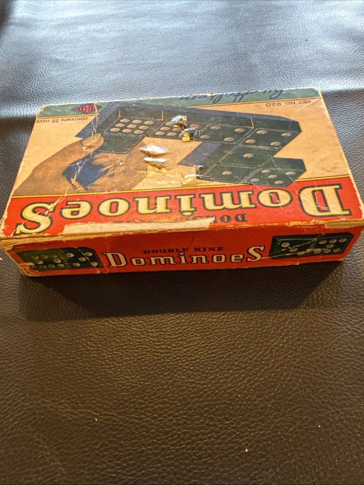 Vintage Halsam Dominoes No. 920R Double Nine Set in Original Box