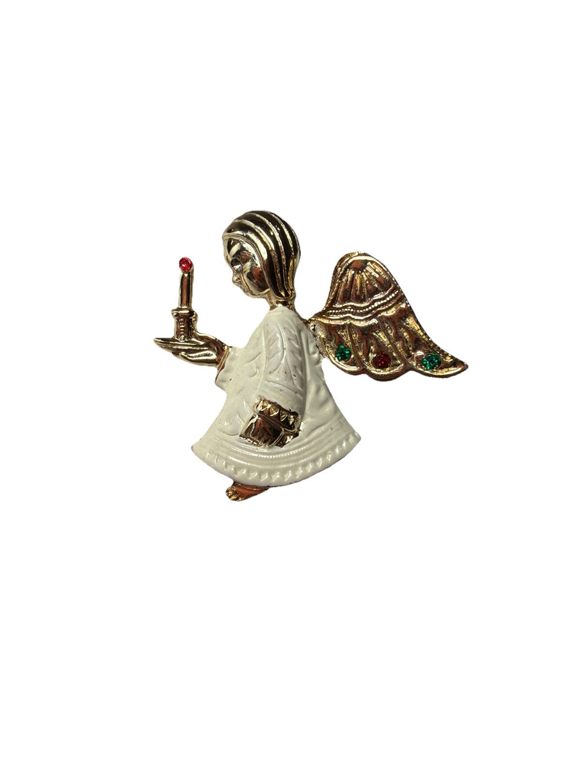 BJ Beatrix Angel Brooch Enamel Alter Boy Candle Pin Vintage Rare 1-1.4"