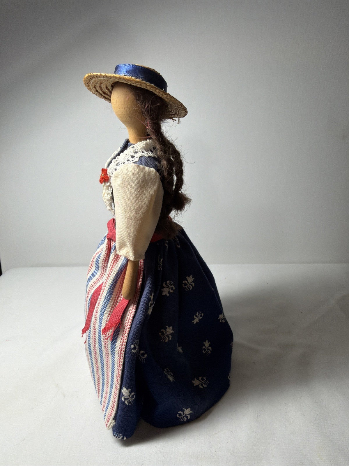 Vintage Handcrafted Wooden Doll Turned Wood Figurine 7.5 Inch