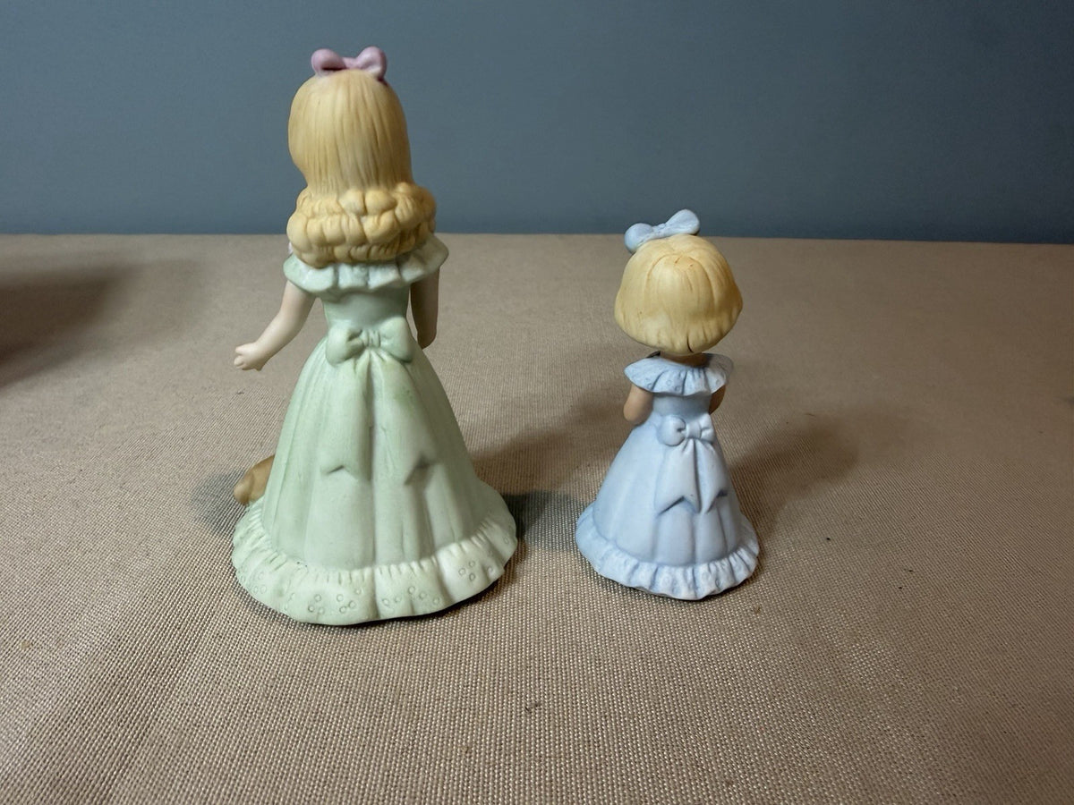 Enesco Growing Up Birthday Girls Figurines Age 2 & Age 7 Blonde with Boxes 1981