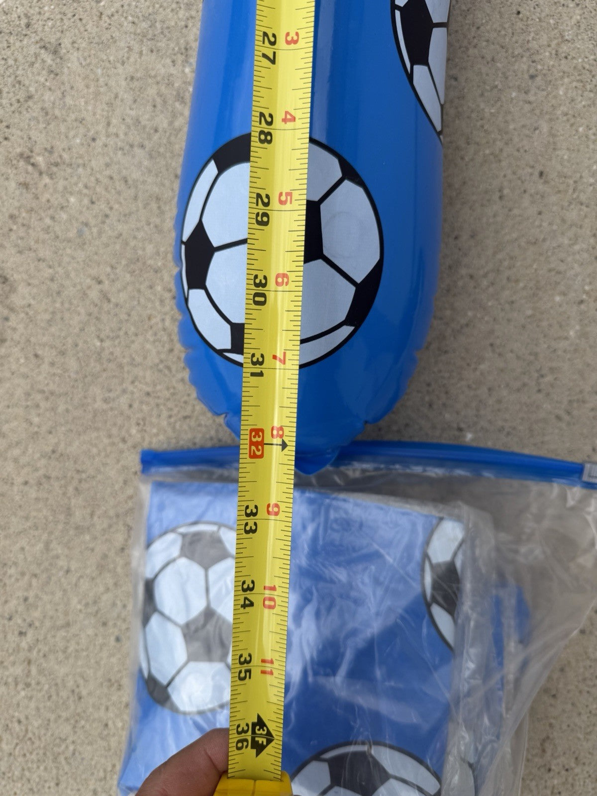 Inflatable Blue Soccer Hammer Squeaker Blow Up Toy 32" Novelty Party Favor