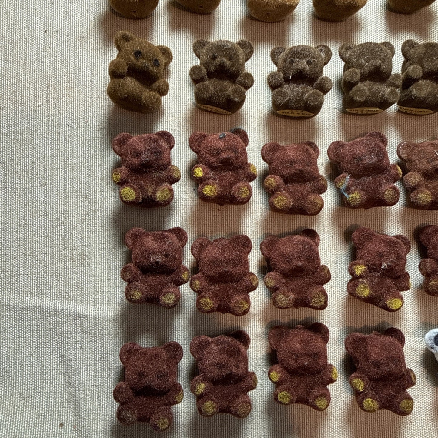 55 Flocked Miniature Teddy Bears White Brown Tan Vintage Crafting Minis Dioramas