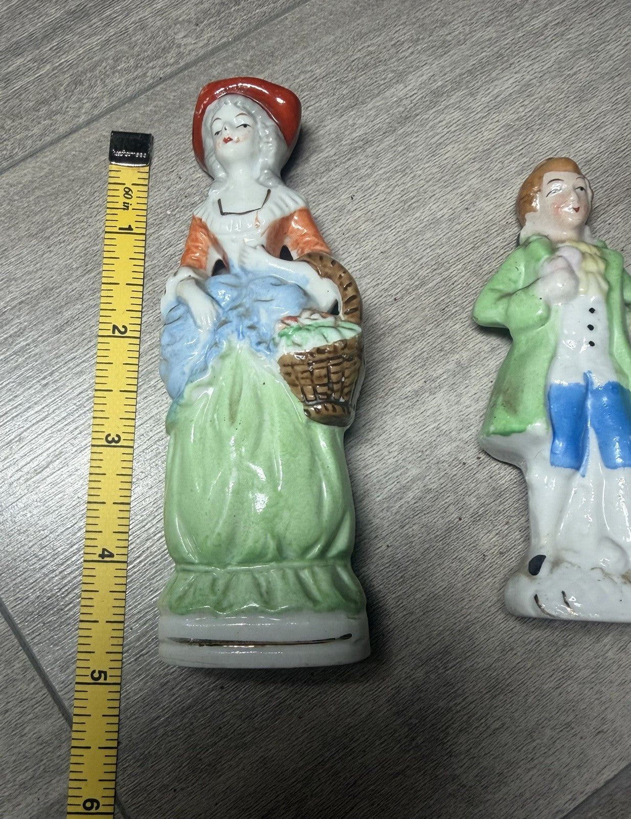 Occupied Japan Colonial Figurines Man Woman Hand Painted Vintage Pair