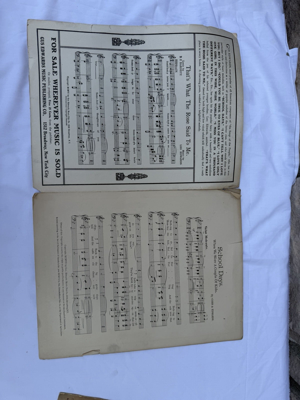 Vintage Sheet Music School Days 1907 Gus Edwards Gloria Swanson Love 1929
