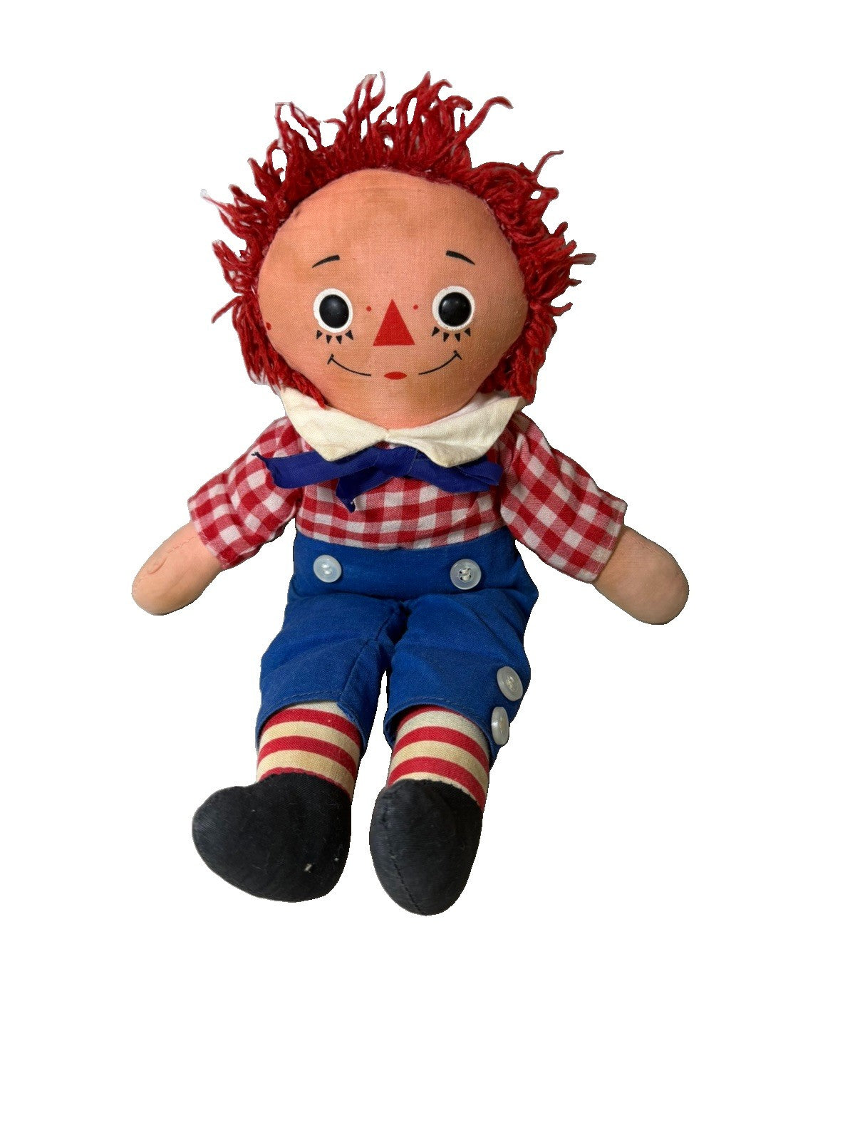 Vintage Knickerbocker Raggedy Andy Doll 15in Plush Stuffed Toy Works Johnny Grue